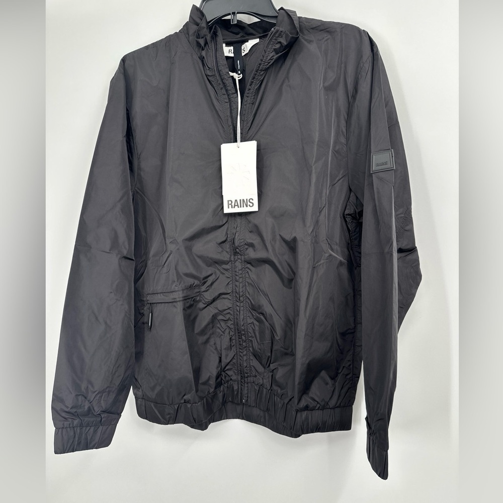 NWT RAINS Black Track Jacket Lightweight Full Zip Size Small